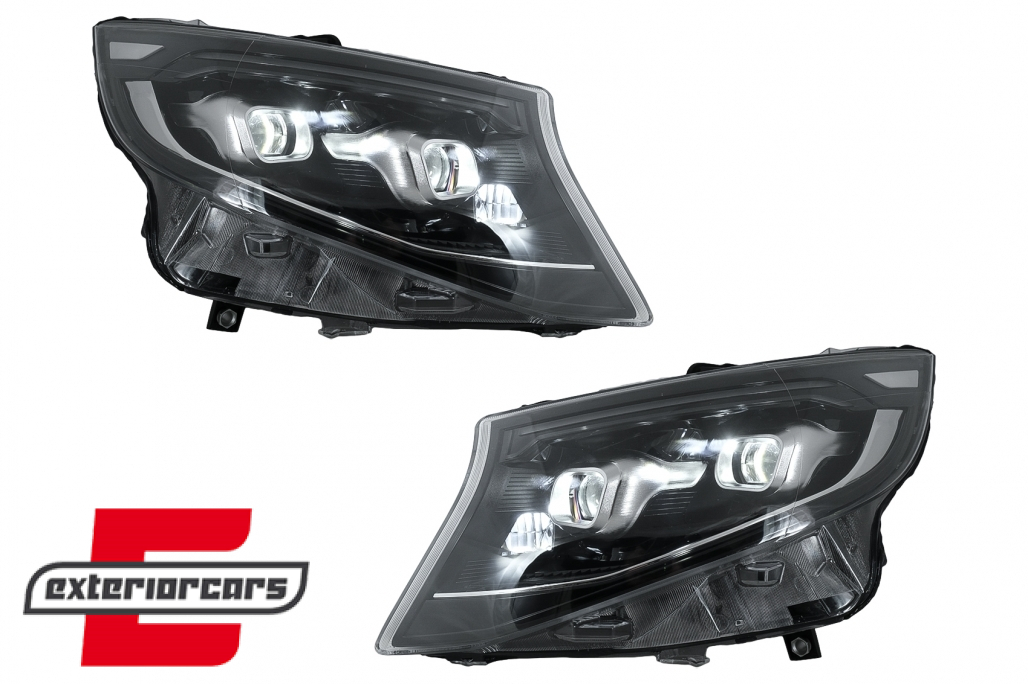 Full LED prednja svjetla SEQ žmigavci (crna) / Mercedes V-klasa W447 Vito (2014-2023) - Slika 5