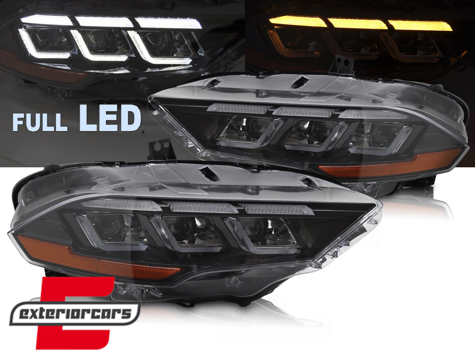 Full LED prednja svjetla SEQ žmigavci / Ford Mustang VI Facelift (2018-2023)
