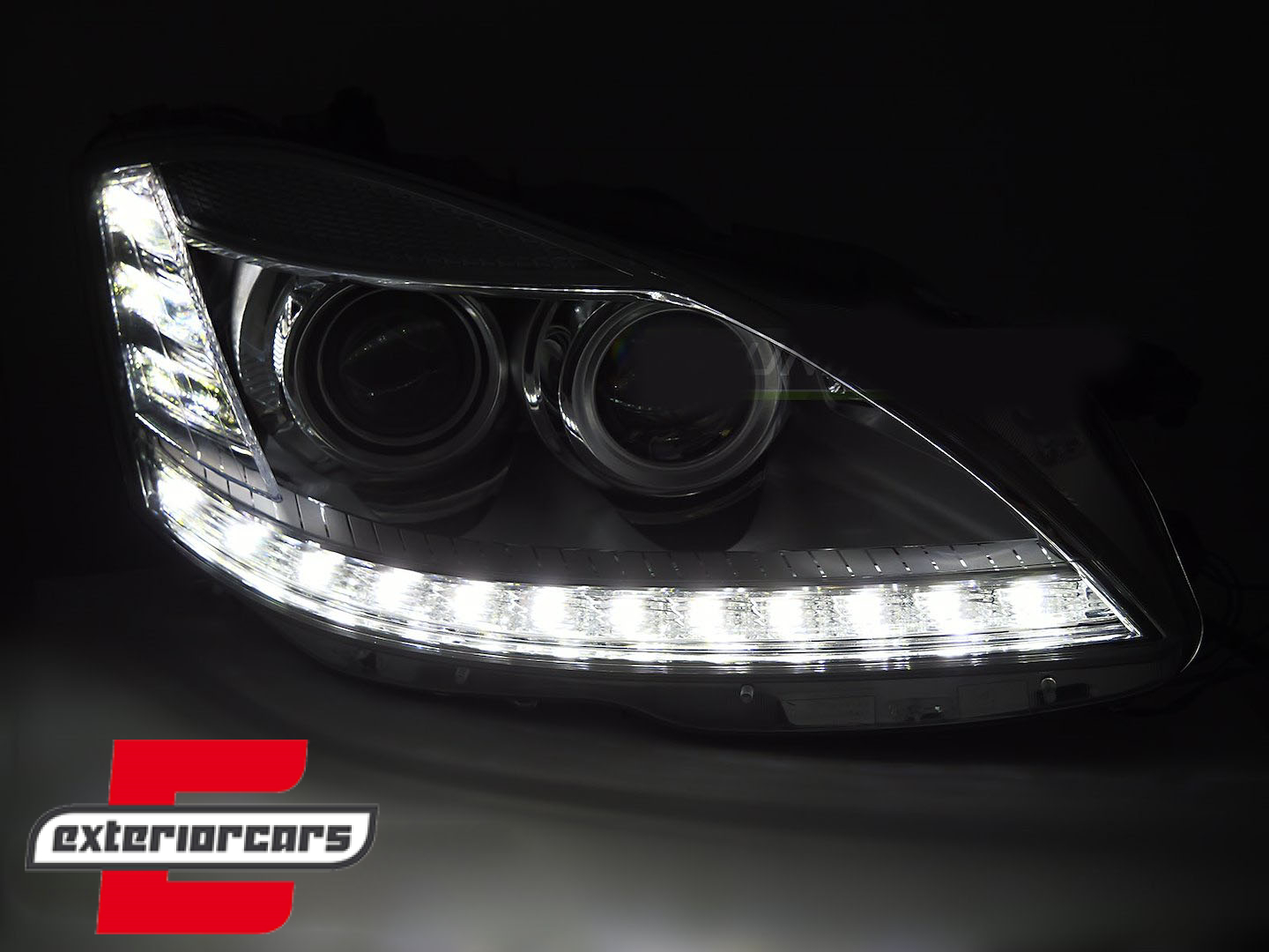 Prednja svjetla LED DRL Facelift look (chrome) / Mercedes S-klasa W221 (2005-2009) - Slika 3