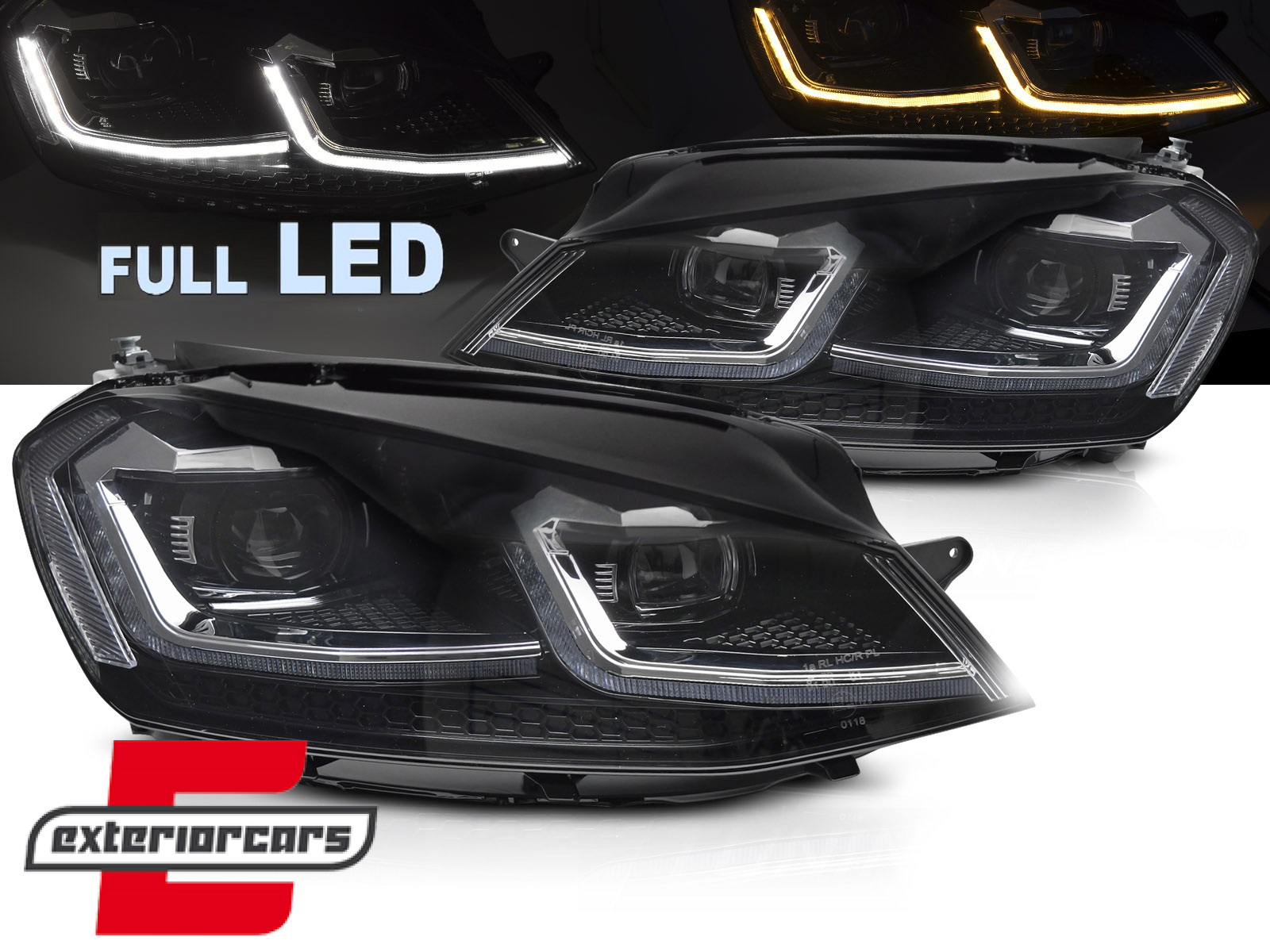 Full LED prednja svjetla SEQ žmigavci Facelift G7.5 R line look / VW Golf 7 VII (2012-2017)