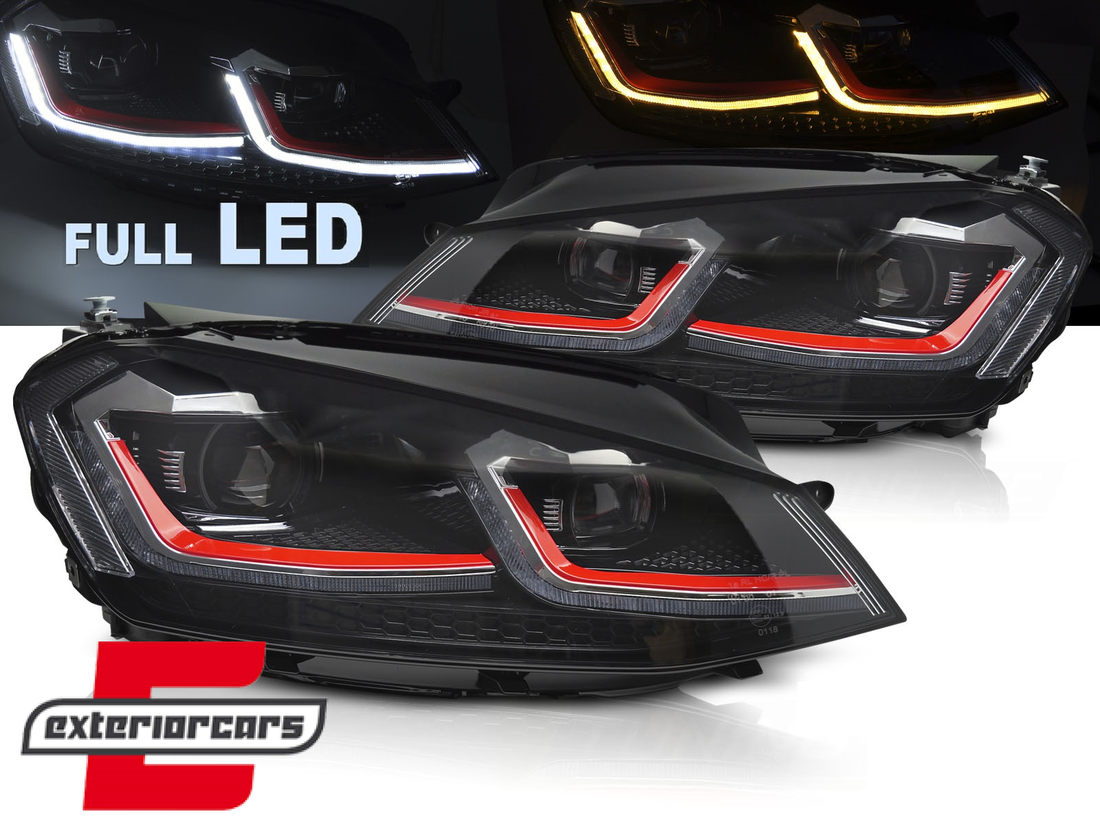 Full LED prednja svjetla SEQ žmigavci Facelift G7.5 GTI look / VW Golf 7 VII (2012-2017)