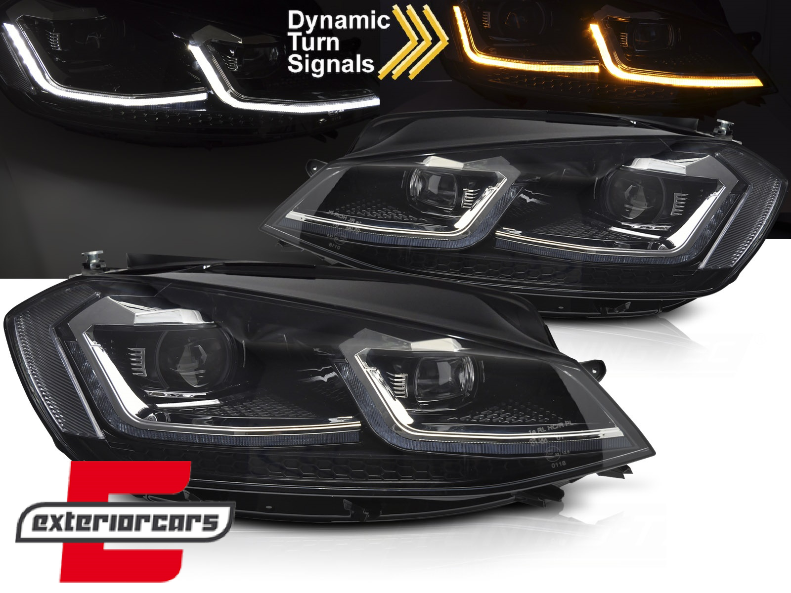 Prednja svjetla LED DRL SEQ žmigavci R line look / VW Golf 7.5 Facelift (2017-2019)