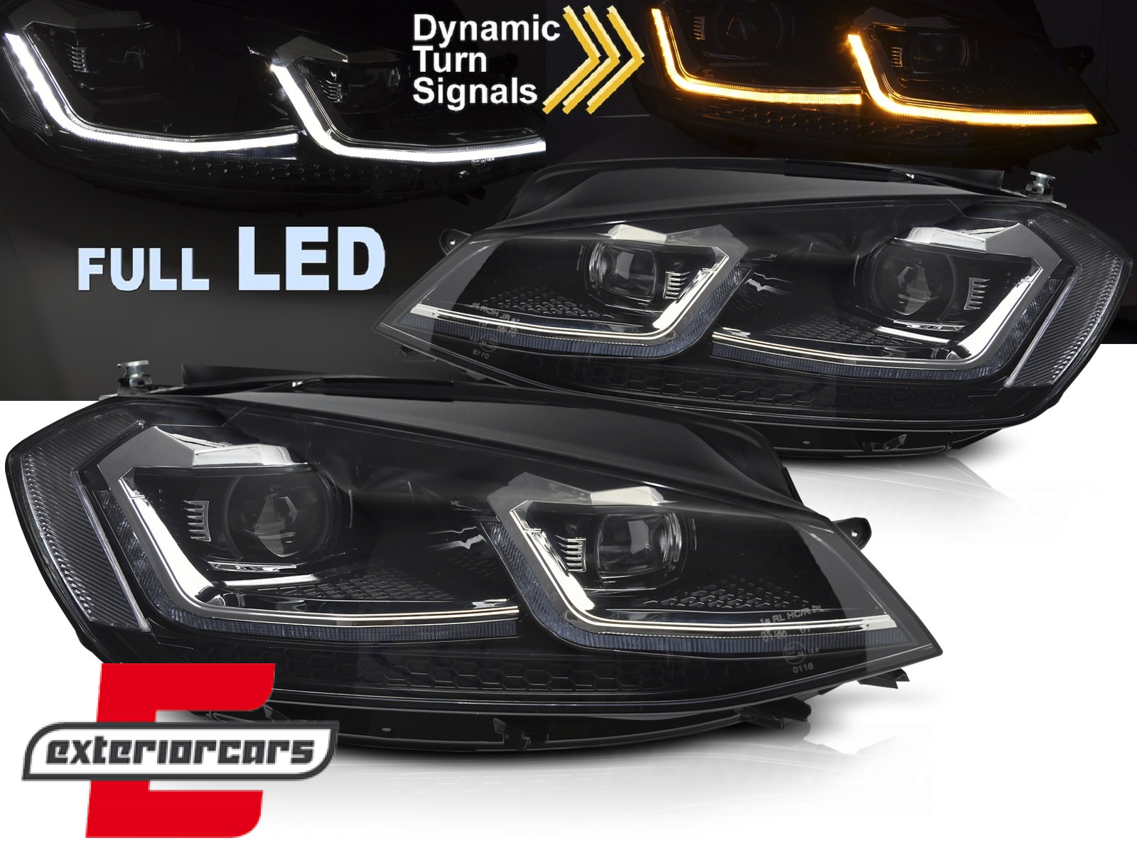 Full LED prednja svjetla SEQ žmigavci R line look / VW Golf 7.5 Facelift (2017-2019)