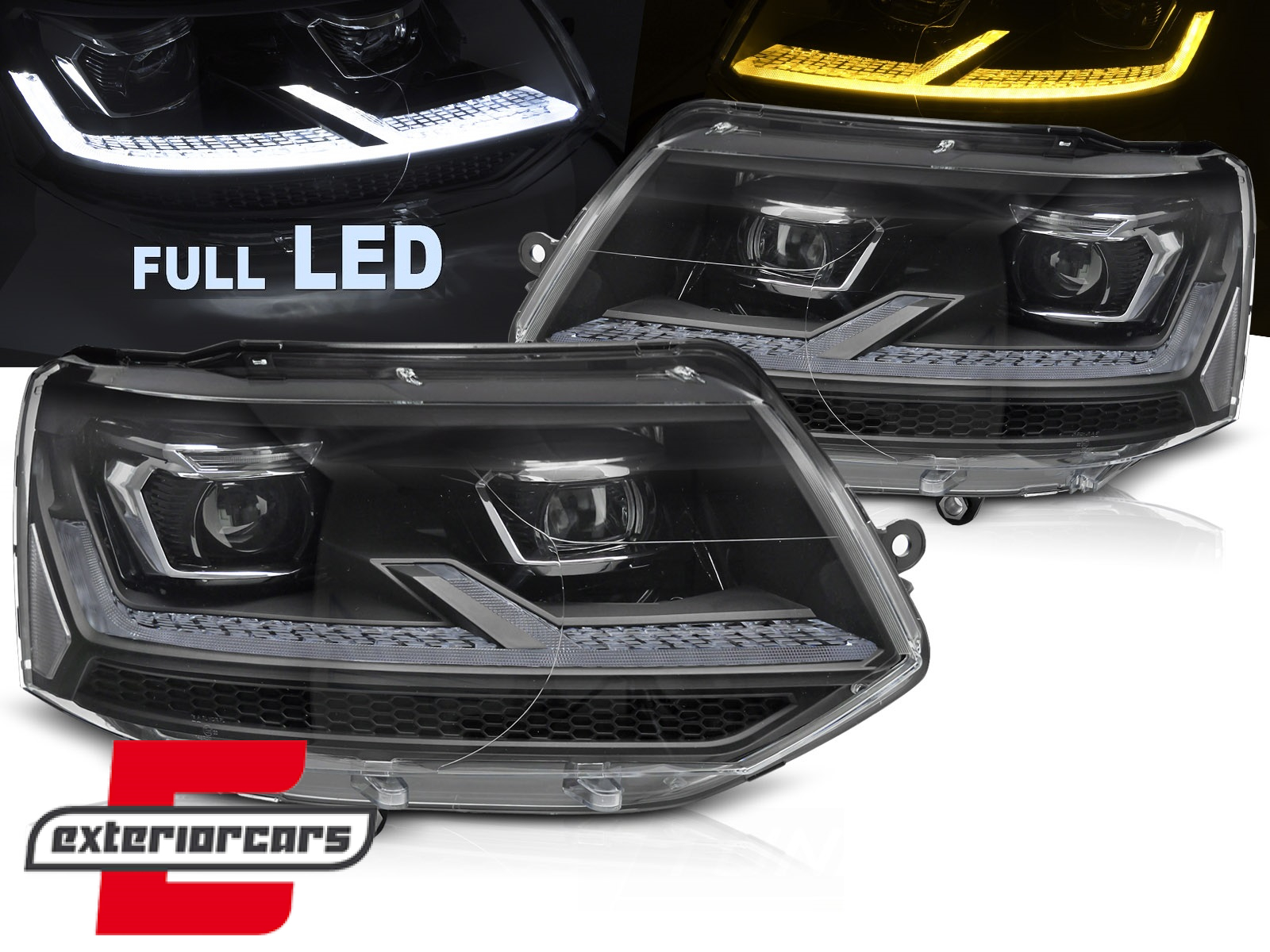 Full LED prednja svjetla (crna) / VW Transporter Caravelle Multivan T5.1 Facelift (2010-2015)