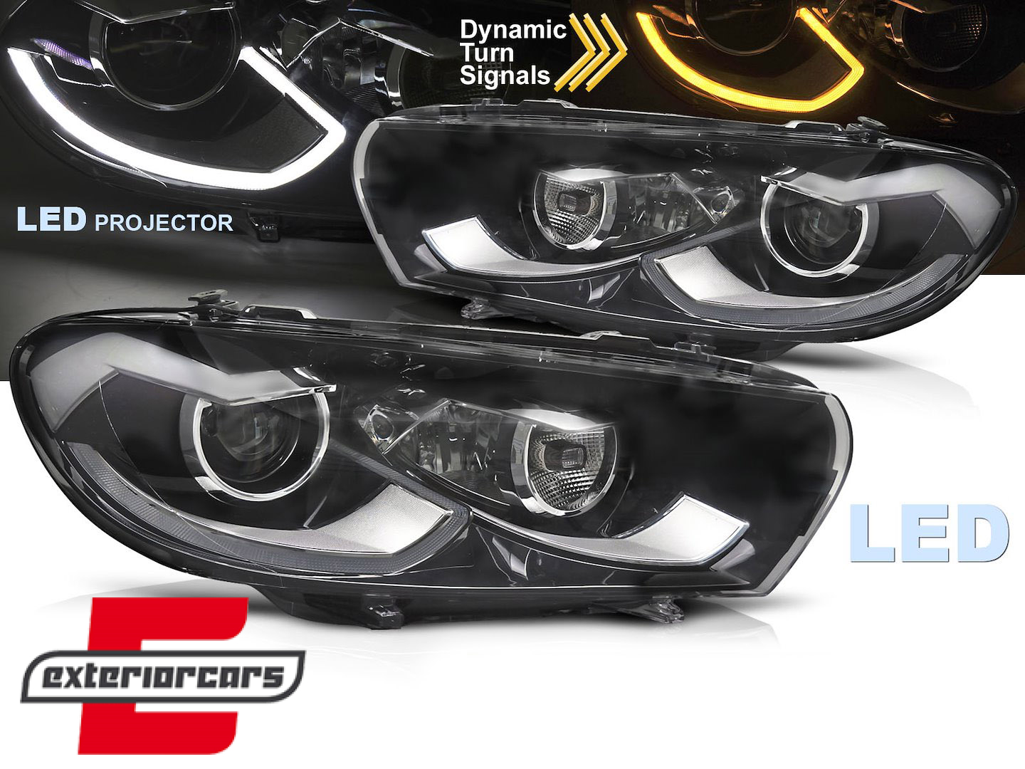 Full LED prednja svjetla SEQ žmigavci (crna) / VW Scirocco (2008-08.2014)