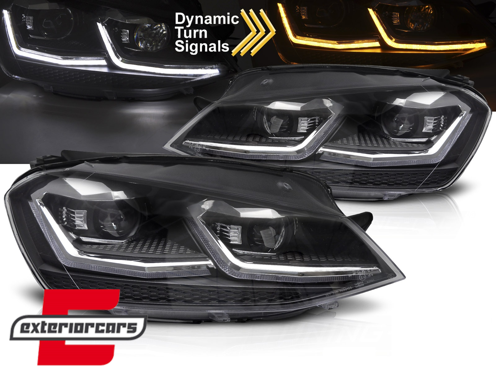 Prednja svjetla LED DRL SEQ žmigavci Facelift G7.5 R line look / VW Golf 7 VII (2012-2017)