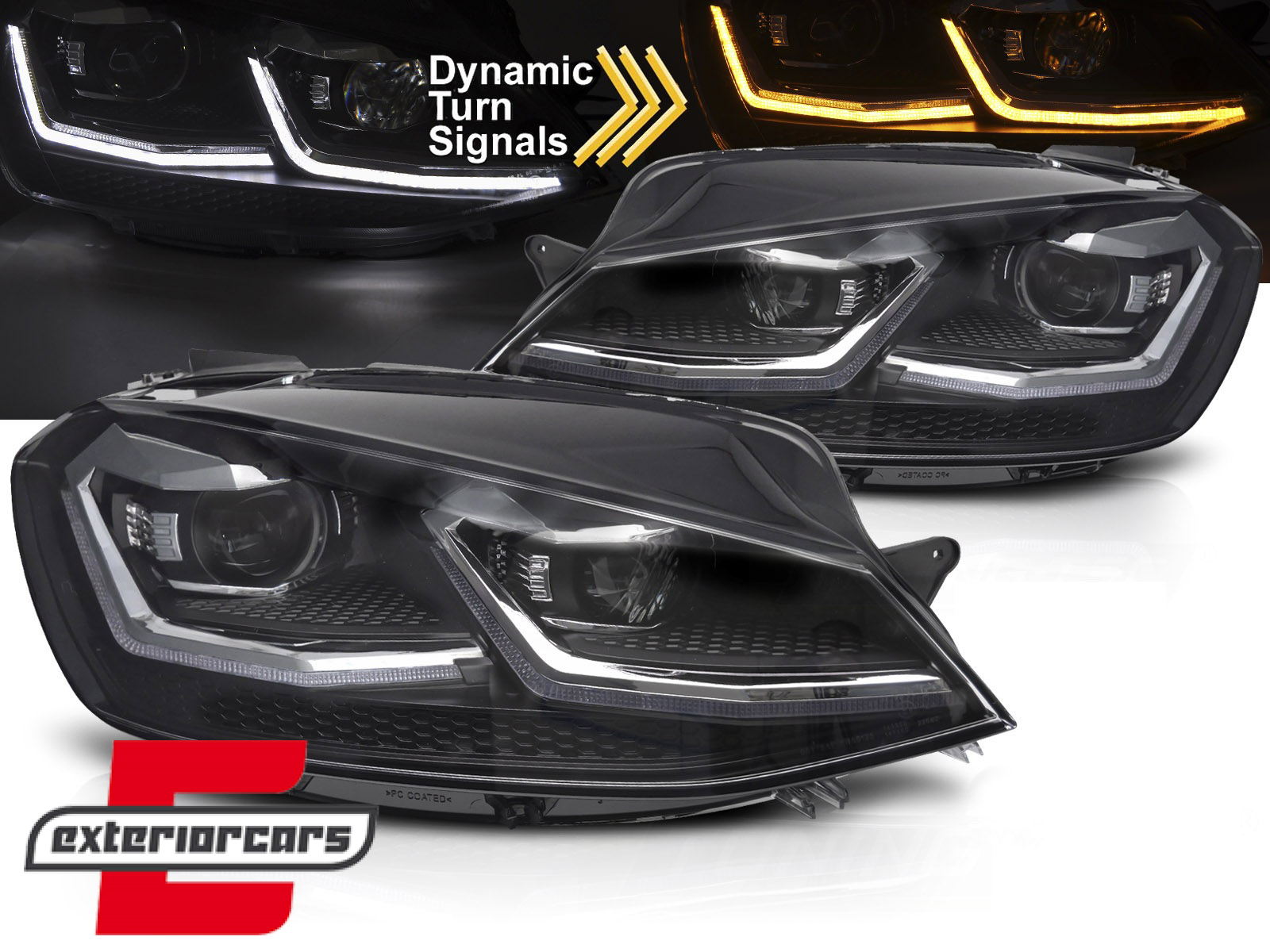 Prednja svjetla LED DRL SEQ žmigavci R line look / / VW Golf 7.5 Facelift (2017-2019)