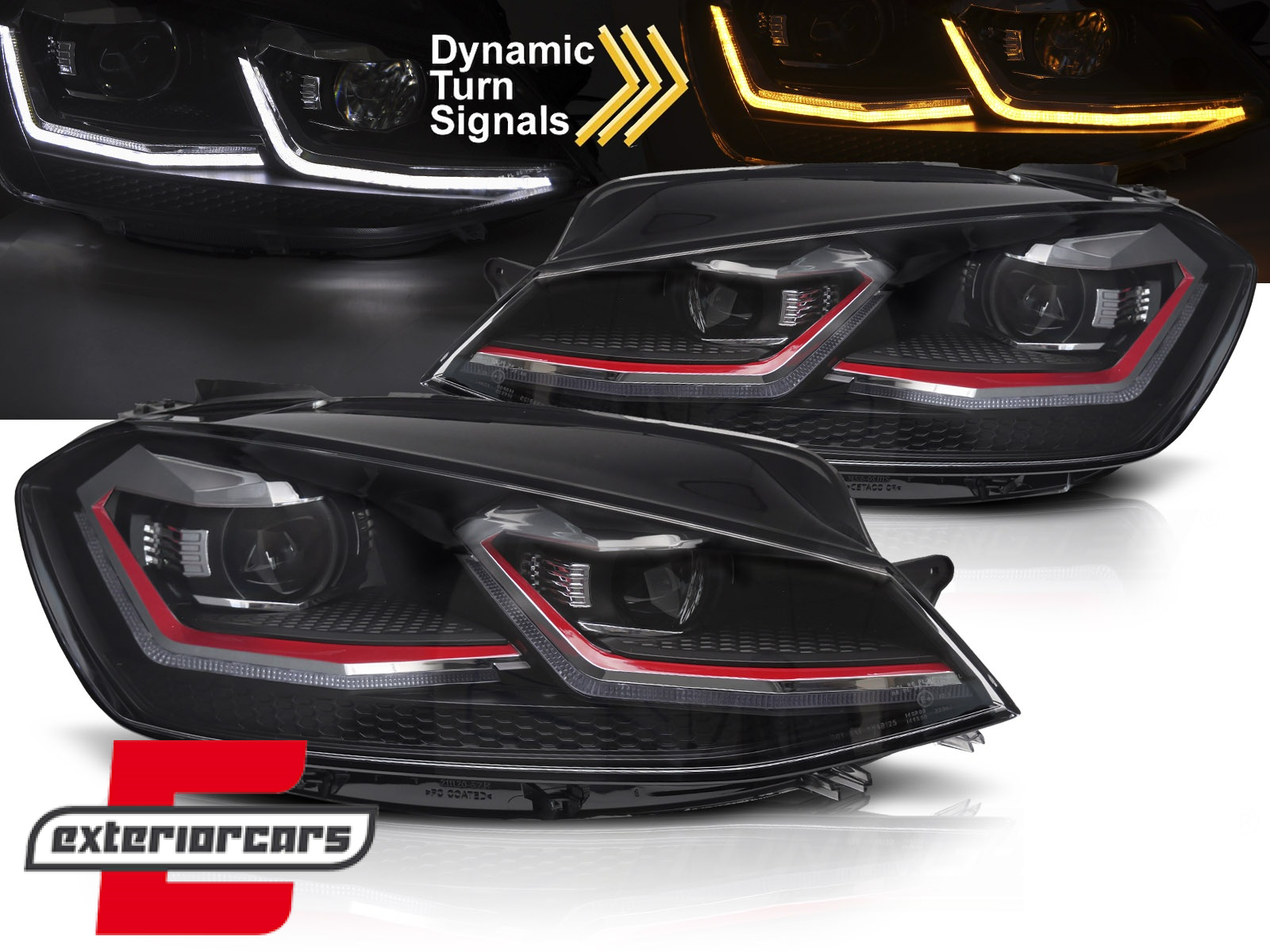 Prednja svjetla LED DRL SEQ žmigavci GTI look / / VW Golf 7.5 Facelift (2017-2019)