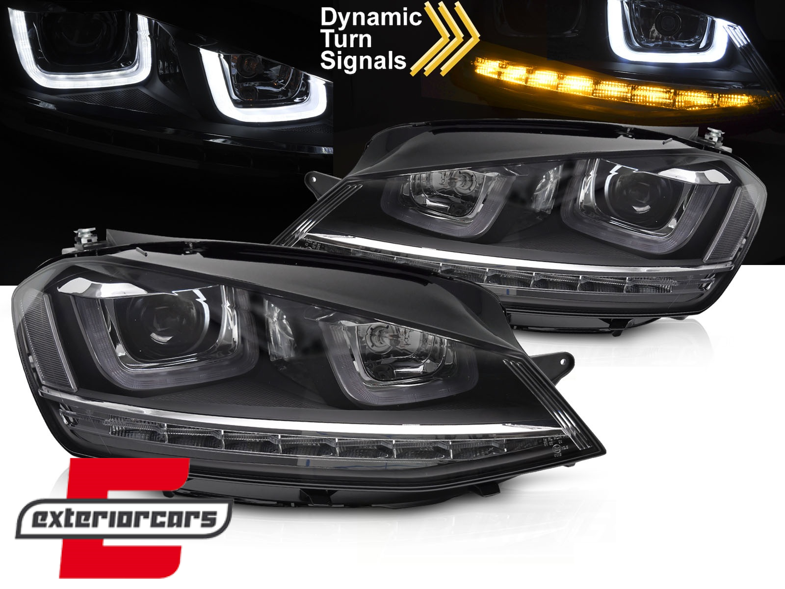 Prednja svjetla 3D LED DRL SEQ žmigavci R-line dizajn / VW Golf 7 VII (2012-2017)