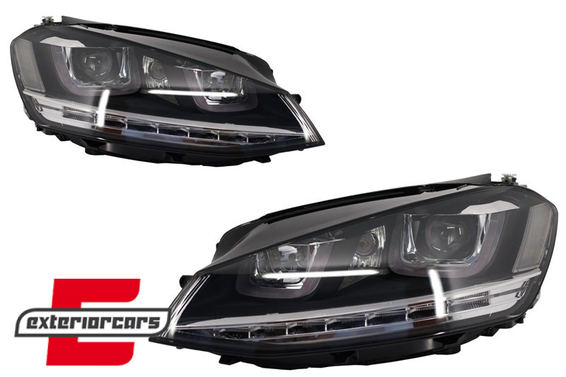 Prednja svjetla 3D LED DRL SEQ žmigavci R-line dizajn / VW Golf 7 VII (2012-2017) - Slika 2