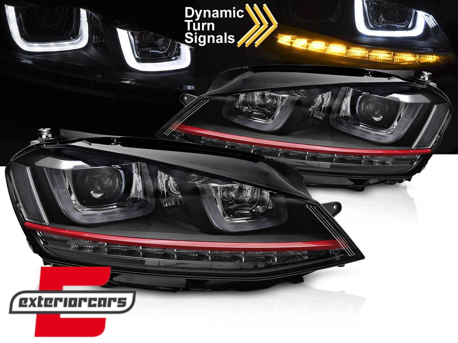 Prednja svjetla 3D LED DRL SEQ žmigavci GTI dizajn / VW Golf 7 VII (2012-2017)