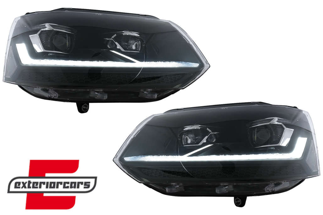 Full LED prednja svjetla SEQ žmigavci (crna/chrome) / VW Transporter Caravelle Multivan T5.1 Facelift (2010-2015) - Slika 12
