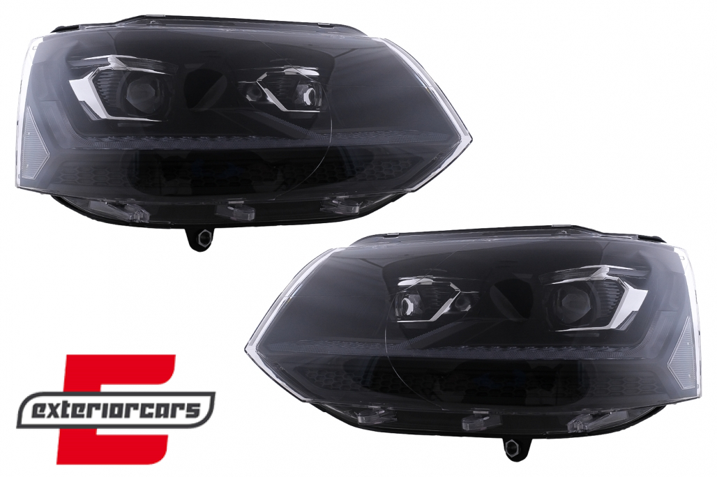 Full LED prednja svjetla SEQ žmigavci (crna/chrome) / VW Transporter Caravelle Multivan T5.1 Facelift (2010-2015) - Slika 2