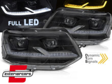 Full LED prednja svjetla SEQ žmigavci (crna) / VW Transporter Caravelle Multivan T5.1 Facelift (2010-2015)