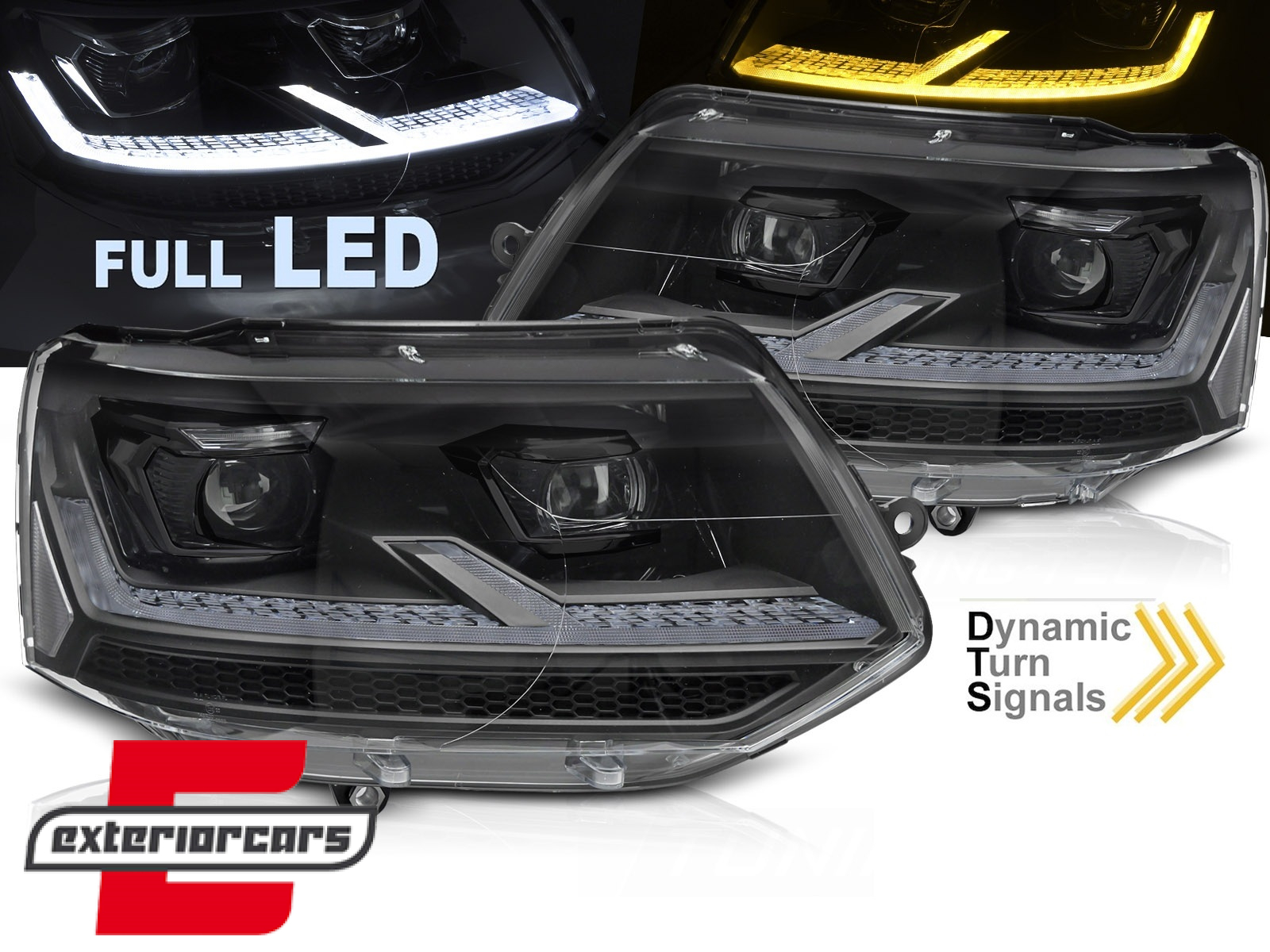 Full LED prednja svjetla SEQ žmigavci (crna) / VW Transporter Caravelle Multivan T5.1 Facelift (2010-2015)