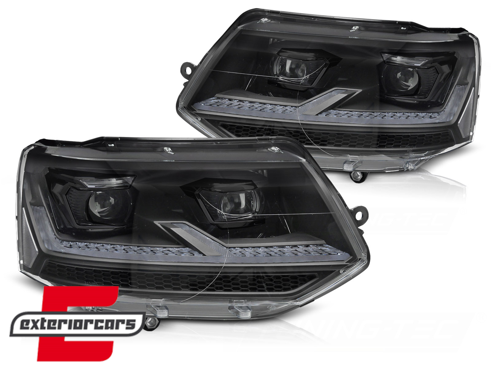 Full LED prednja svjetla SEQ žmigavci (crna) / VW Transporter Caravelle Multivan T5.1 Facelift (2010-2015) - Slika 2