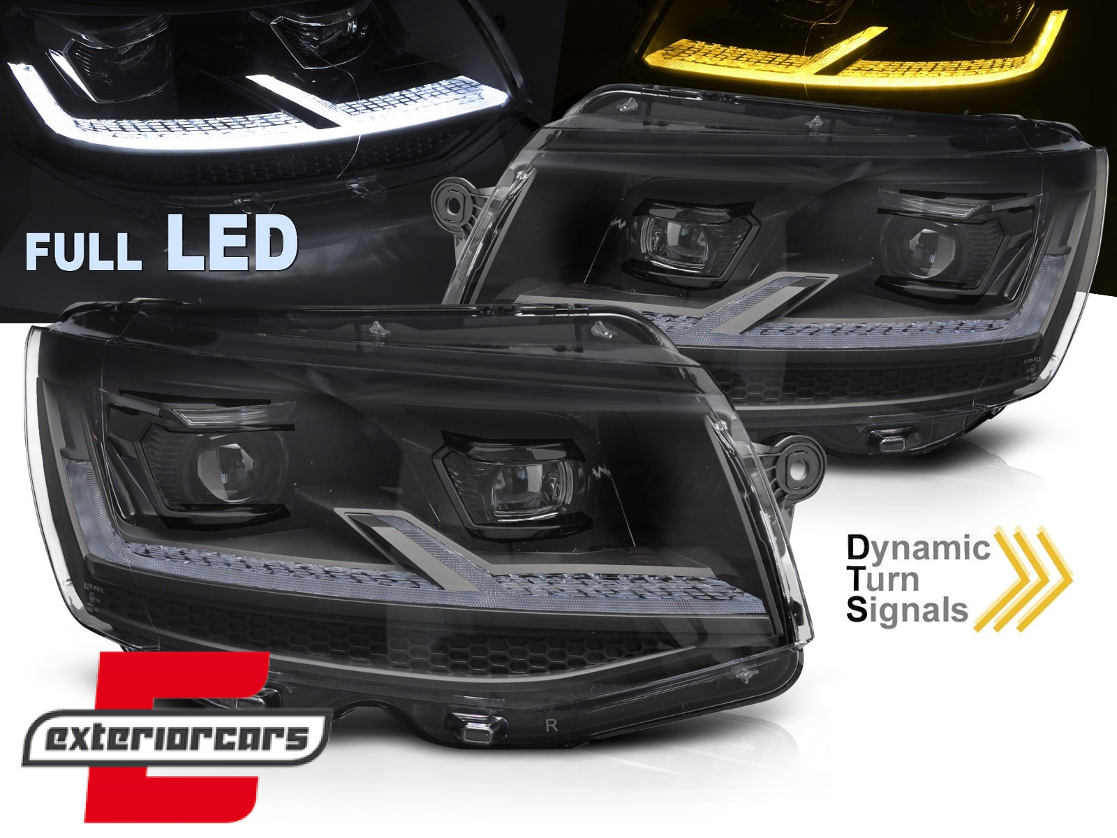 Full LED prednja svjetla SEQ žmigavci (crna) / VW T6 (2015-2019)