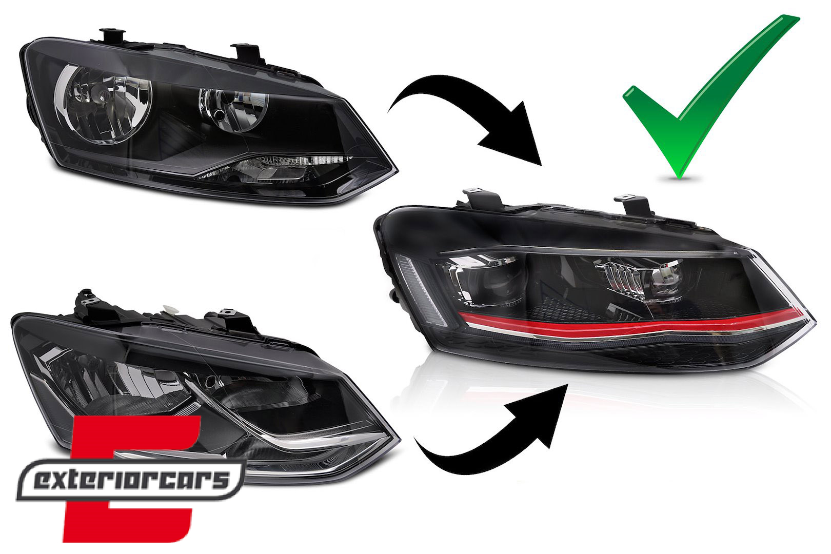 Full LED prednja svjetla SEQ žmigavci (crvena) / VW Polo Mk5 6R 6C (2009-2017) - Slika 6
