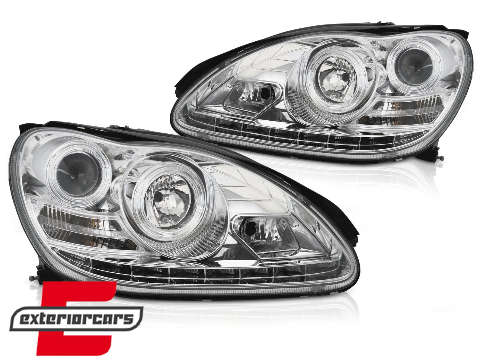 Prednja svjetla LED DRL Xenon (chrome) / Mercedes S klasa W220 (10.2002-05.2005) - Slika 2