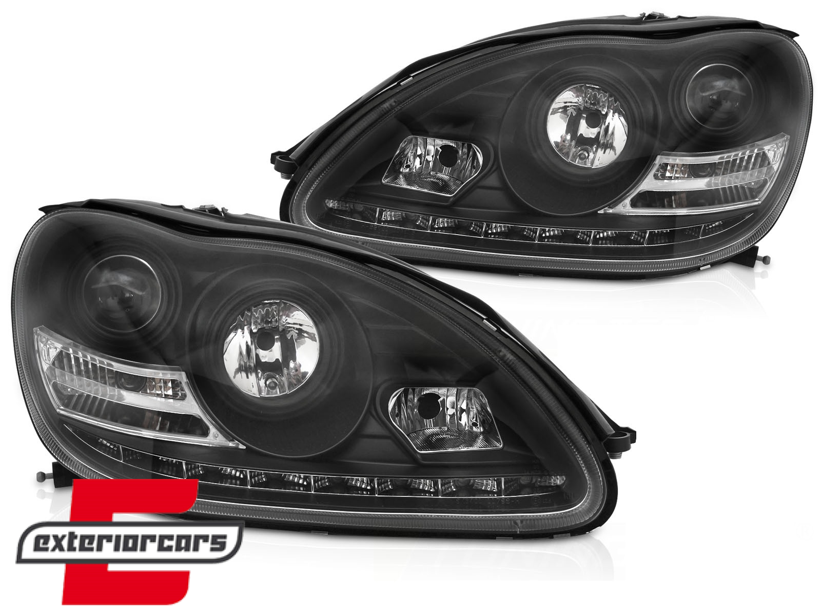 Prednja svjetla LED DRL Xenon (crna) / Mercedes S klasa W220 (10.2002-05.2005) - Slika 2
